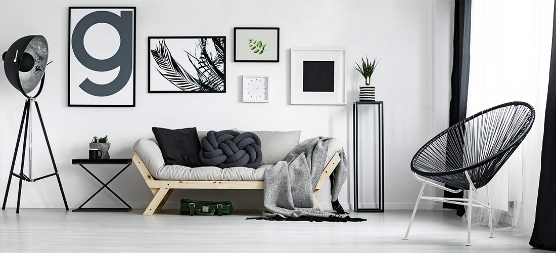 Mobiliario de diseño en un salón.